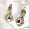 Q.Mia-luxurious gold-plated crystal stone drop bridal earrings - My Roial Ears LTD