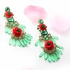 Foxglove Green-tassel statement drop earrings - My Roial Ears LTD