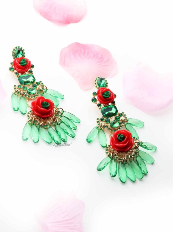 Foxglove Green-tassel statement drop earrings - My Roial Ears LTD