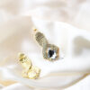 Q.Mia-luxurious gold-plated crystal stone drop bridal earrings - My Roial Ears LTD