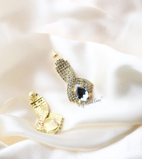 Q.Mia-luxurious gold-plated crystal stone drop bridal earrings - My Roial Ears LTD
