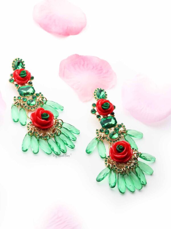 Foxglove Green-tassel statement drop earrings - My Roial Ears LTD