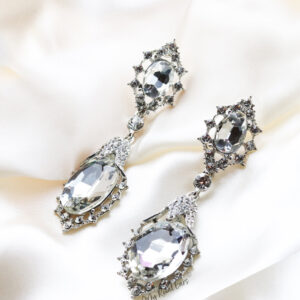 Q.Rosalie-silver crystal plated statement bridal earring - My Roial Ears LTD