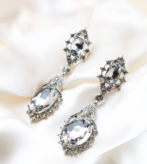 Q.Rosalie-silver crystal plated statement bridal earring - My Roial Ears LTD