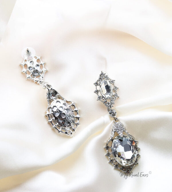 Q.Rosalie-silver crystal plated statement bridal earring - My Roial Ears LTD