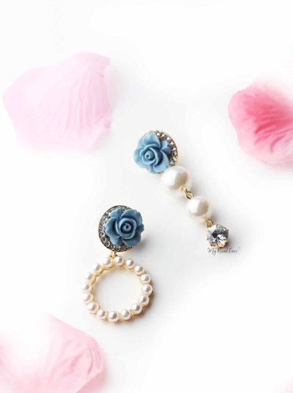 Freesia- floral pearl drop long and small earrings - My Roial Ears LTD