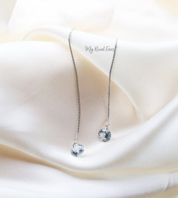 Q.Makeda- lightweight sterling silver chain drop bridal earrings - My Roial Ears LTD