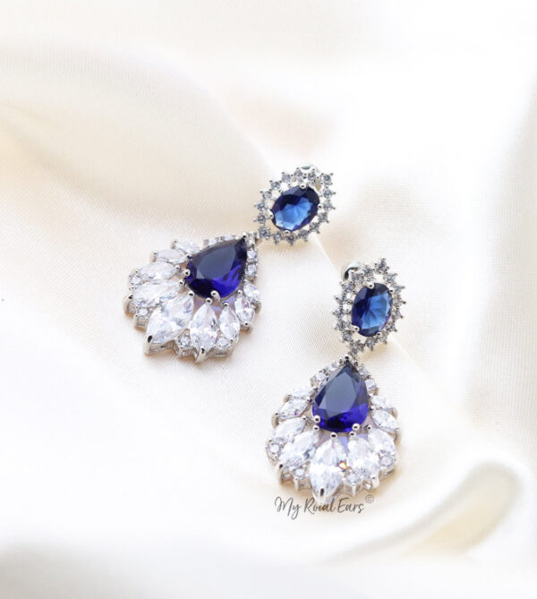 Q.Jane-luxury silver plated bridal drop earrings - My Roial Ears LTD