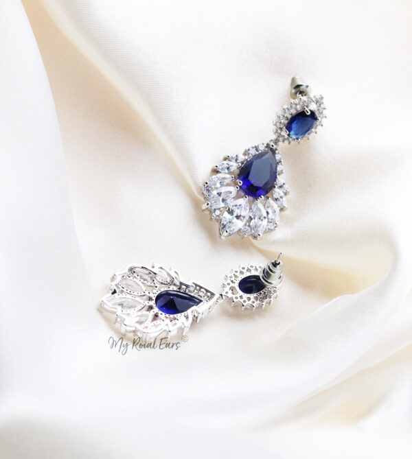 Q.Jane-luxury silver plated bridal drop earrings - My Roial Ears LTD