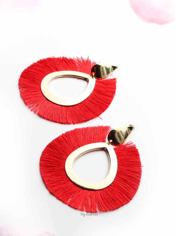 Gerbera Daisies- large oval shape tassel statement earrings - My Roial Ears LTD