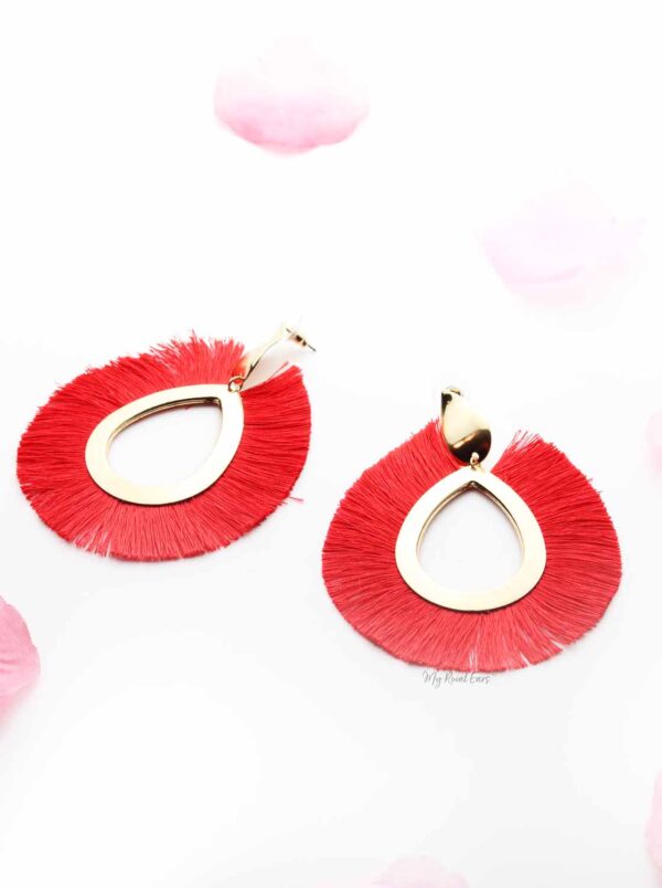 Gerbera Daisies- large oval shape tassel statement earrings - My Roial Ears LTD