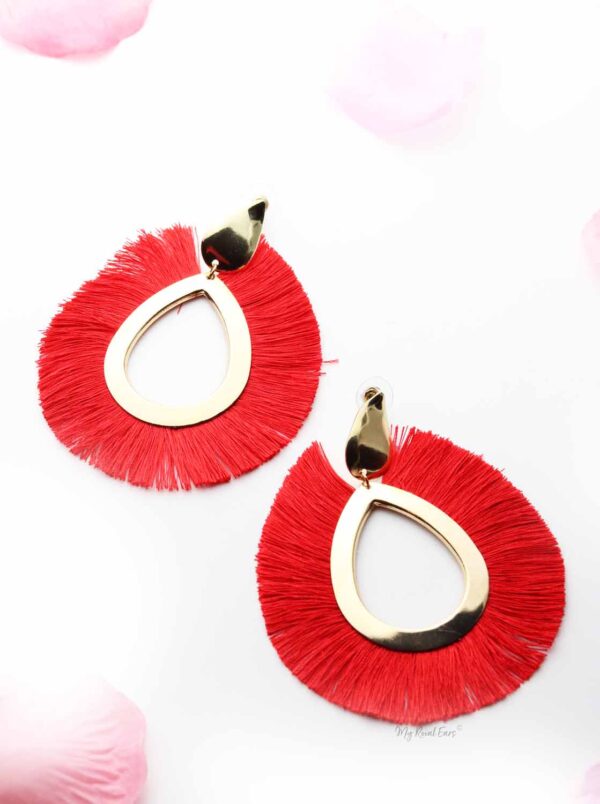 Gerbera Daisies- large oval shape tassel statement earrings - My Roial Ears LTD
