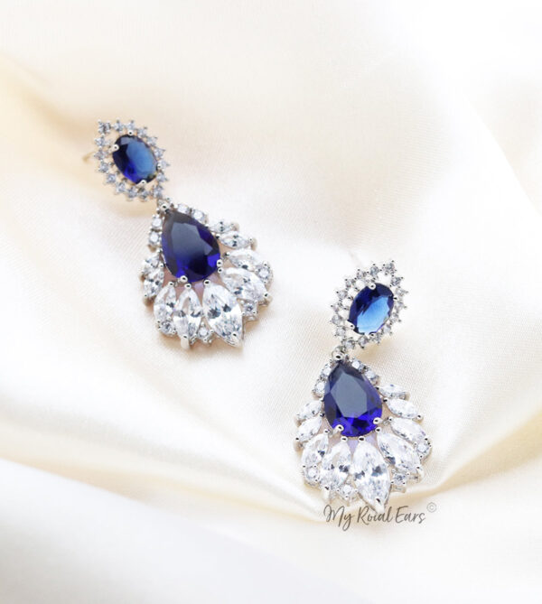 Q.Jane-luxury silver plated bridal drop earrings - My Roial Ears LTD