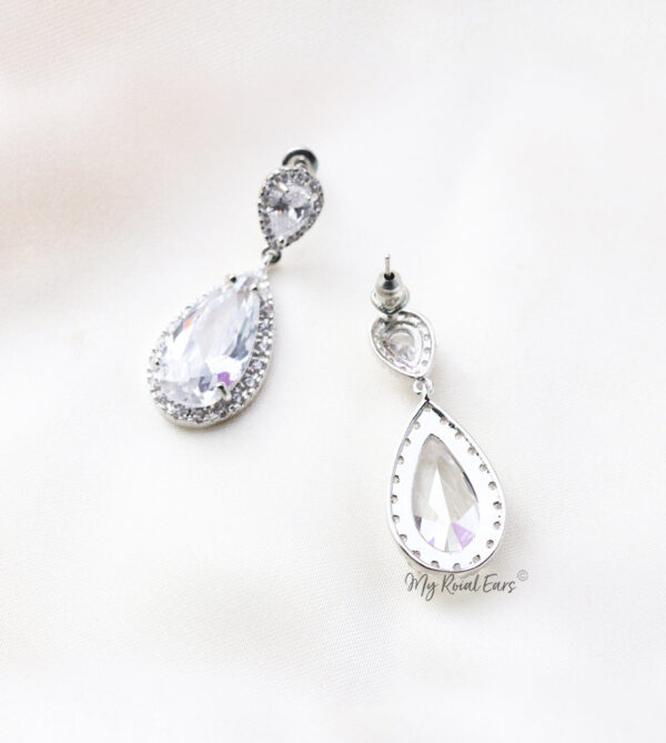 Q.Marie- elegance sterling silver bridal drop earrings - My Roial Ears LTD