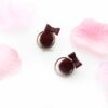 Erica- small fur bow ball stud earrings - Image 5
