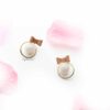 Erica White- small fur bow ball stud earrings - Image 3