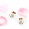 Erica White- small fur bow ball stud earrings - Image 4