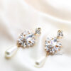 Q.Isobel-stone crystal luxe pearl like bridal drop earrings - My Roial Ears LTD
