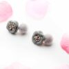 Erica- cute flower stud fur ball stud earrings - My Roial Ears LTD