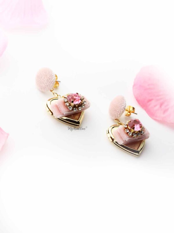 Hyacinth- sweet velvet heart shaped small drop earrings - My Roial Ears LTD