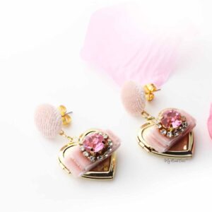 Hyacinth- sweet velvet heart shaped small drop earrings - My Roial Ears LTD