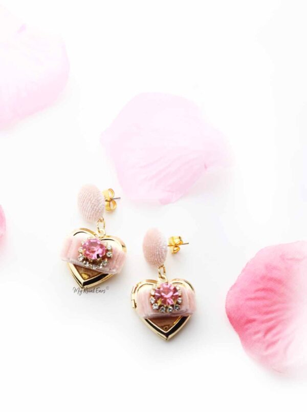 Hyacinth- sweet velvet heart shaped small drop earrings - My Roial Ears LTD