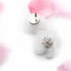 Iris White- hand-made, acrylic flower stud earrings - My Roial Ears LTD