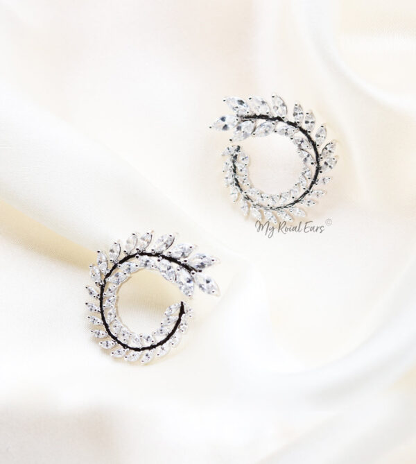 Q.Audrina- sterling silver remarkable bridal stud earrings - My Roial Ears LTD