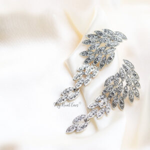 Q Rosemary Silver-luxury remarkable drop statement bridal earrings - My Roial Ears LTD