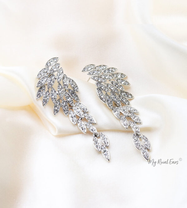 Q Rosemary Silver-luxury remarkable drop statement bridal earrings - My Roial Ears LTD