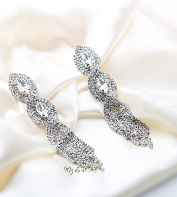 Q Annalore-magnificent paved rhinestone tassel bridal earrings - My Roial Ears LTD