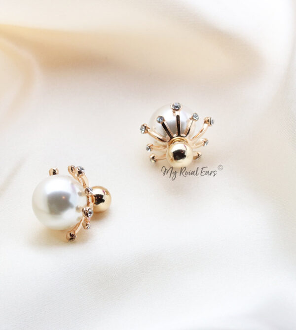 Q.Pipa-exquisite rhinestone ball pearl bridal earrings - My Roial Ears LTD
