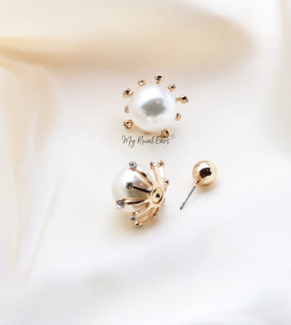 Q.Pipa-exquisite rhinestone ball pearl bridal earrings - My Roial Ears LTD