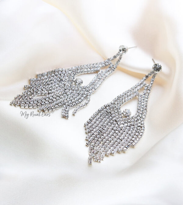 Q Rosalie Dazzled-classy rhinestone dazzled drop bridal earrings - My Roial Ears LTD