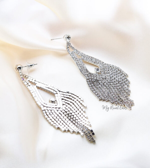 Q Rosalie Dazzled-classy rhinestone dazzled drop bridal earrings - My Roial Ears LTD