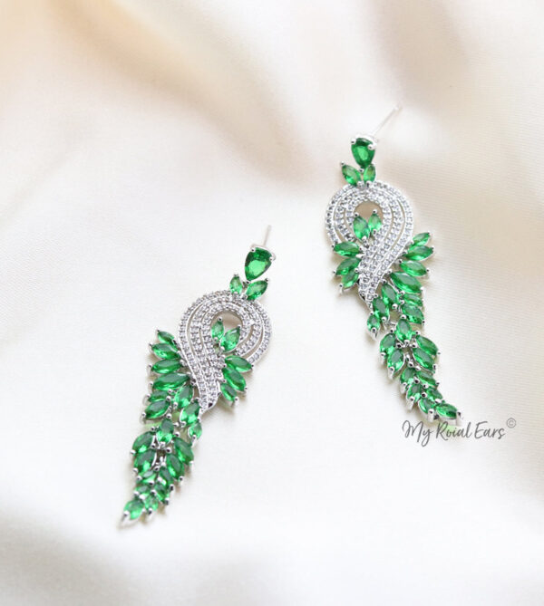 Q.Allison Green-exquisite and plated gold lavish bridal earrings - My Roial Ears LTD