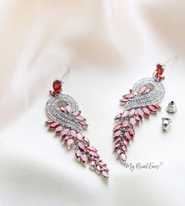 Q.Allison Red-exquisite and plated gold lavish bridal earrings - My Roial Ears LTD