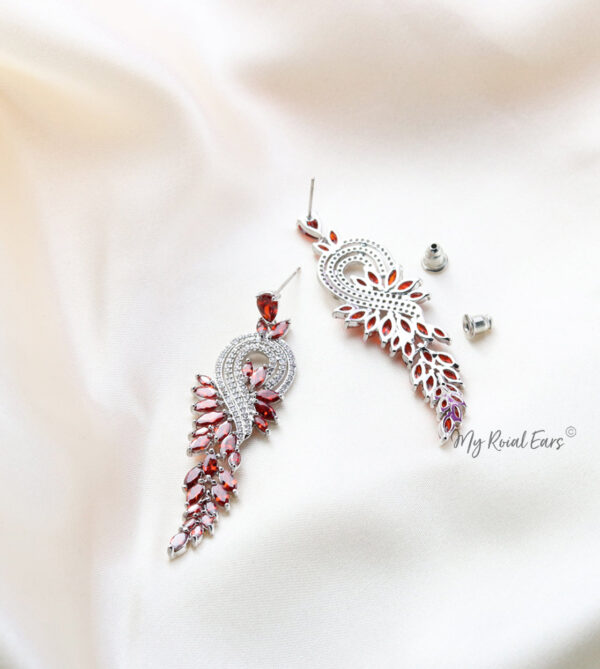 Q.Allison Red-exquisite and plated gold lavish bridal earrings - My Roial Ears LTD