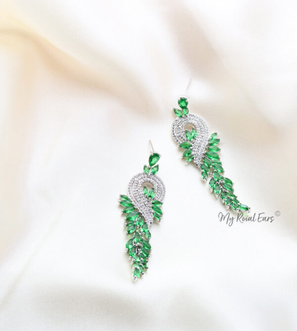 Q.Allison Green-exquisite and plated gold lavish bridal earrings - My Roial Ears LTD