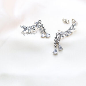 Q.Charlotte-stylish bridal crystal leaves stud statement earrings - My Roial Ears LTD