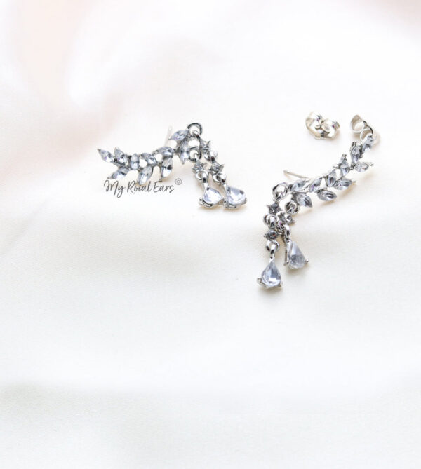 Q.Charlotte-stylish bridal crystal leaves stud statement earrings - My Roial Ears LTD