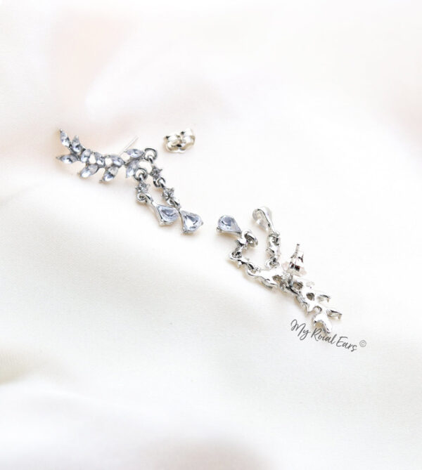 Q.Charlotte-stylish bridal crystal leaves stud statement earrings - My Roial Ears LTD