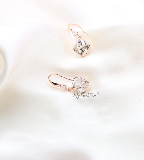 Q.Georgiana-gold plated crystal small ball drop bridal earrings - My Roial Ears LTD