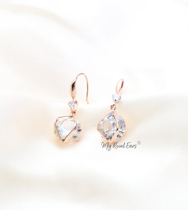 Q.Georgiana-gold plated crystal small ball drop bridal earrings - My Roial Ears LTD
