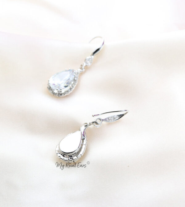 Q.Maud-classy small crystal luxury bridal drop earrings - My Roial Ears LTD