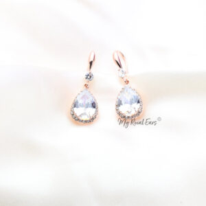 Q Maud Gold-classy small crystal luxury bridal drop earrings - My Roial Ears LTD