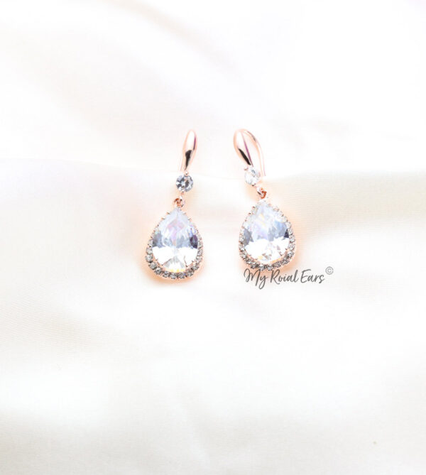 Q Maud Gold-classy small crystal luxury bridal drop earrings - My Roial Ears LTD