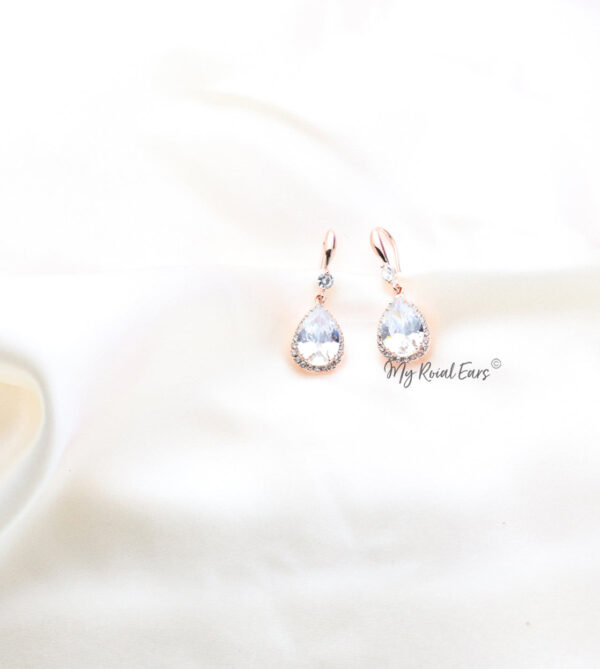 Q Maud Gold-classy small crystal luxury bridal drop earrings - My Roial Ears LTD