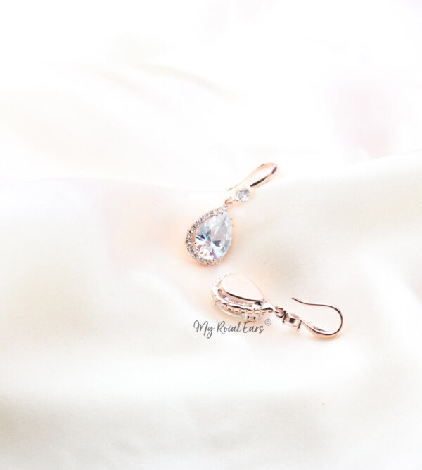 Q Maud Gold-classy small crystal luxury bridal drop earrings - My Roial Ears LTD