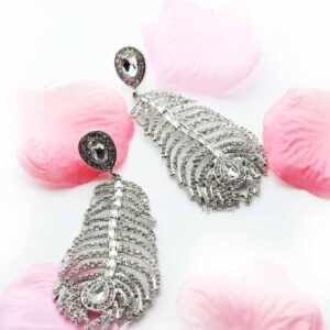 Peony- silver metal feather earrings - My Roial Ears LTD